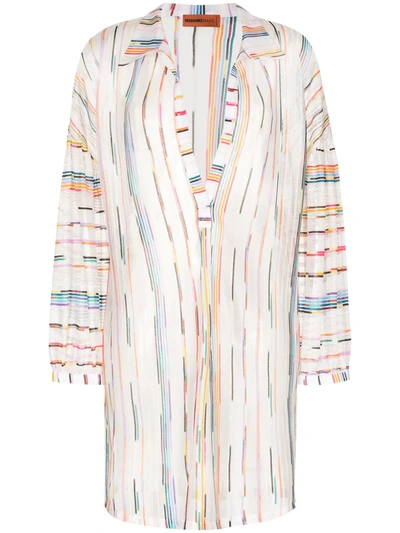 Missoni Chevron Stripe Mini Shirt Dress In White