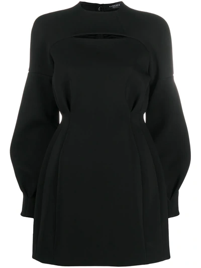 Versace Bell Sleeve Mini Dress In Black