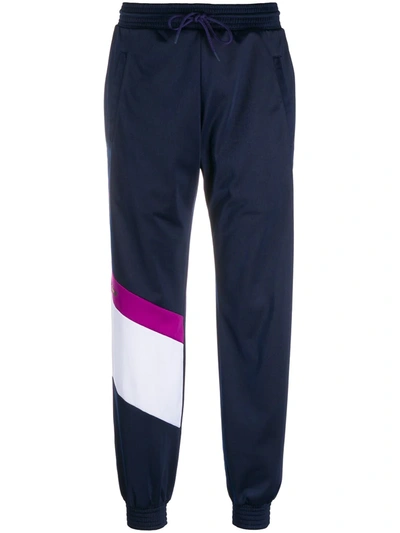 Msgm Contrast-panel Track Pants In Blue