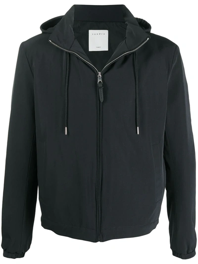 Sandro Long-sleeved Drawstring Hood Jacket In Black