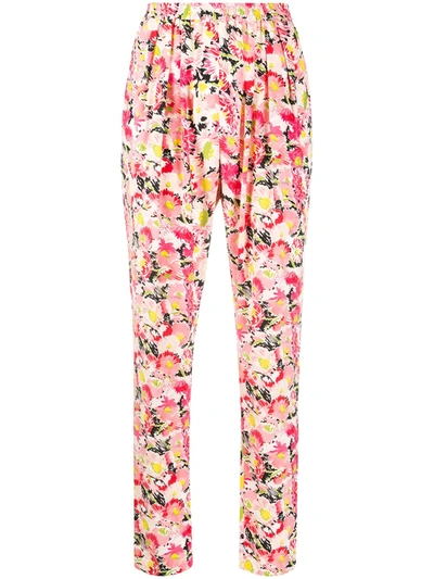 Stella Mccartney Floral-print Silk-crepe Straight-leg Pants In Pink