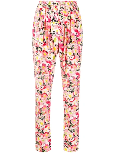 Stella Mccartney Floral-print Silk-crepe Straight-leg Pants In Neutral