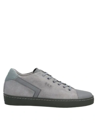 Leather Crown Sneakers In Grey