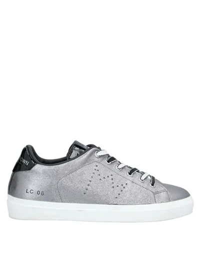 Leather Crown Sneakers In Silver