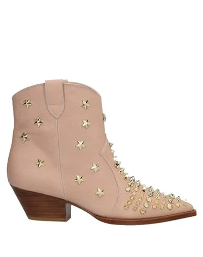 Ras Ankle Boots In Pale Pink