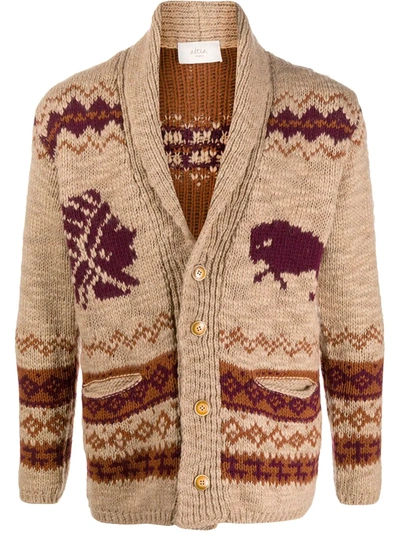 Altea Chunky Button-up Cardigan In Brown