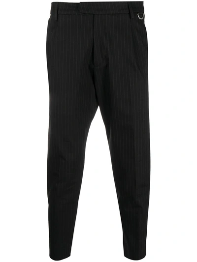 Low Brand Pinstripe Tapered Trousers In Black