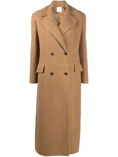 Agnona Double-breasted Long Coat In Brown