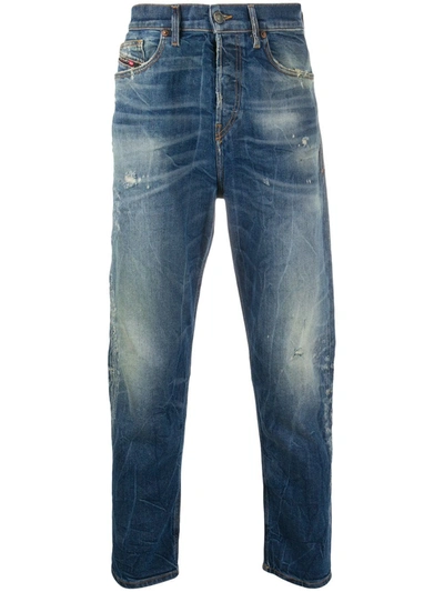 Diesel Faded Straight Leg Jeans In Blue