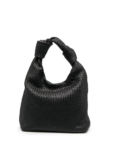 Officine Creative Knots 8 Large Woven Leather Tote Bag In Black