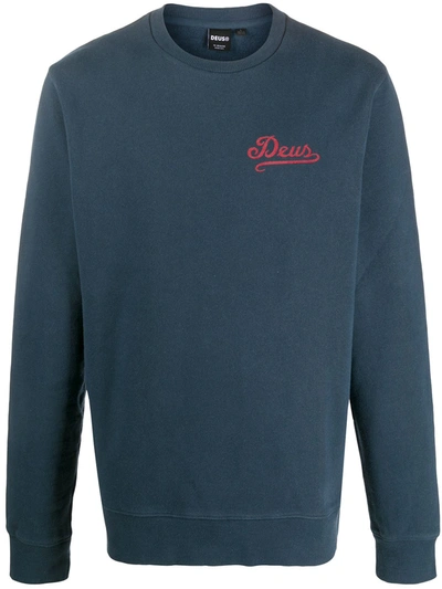 Deus Ex Machina Logo Print Cotton Sweatshirt In Blue