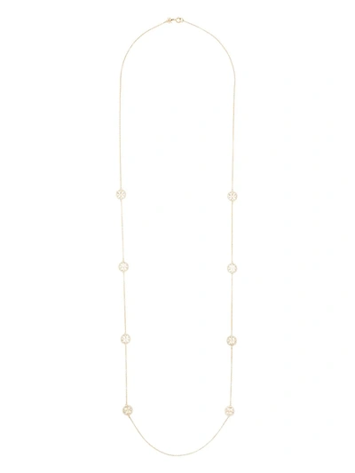 Tory Burch Miller Crystal-embellished Charm Necklace In Gold
