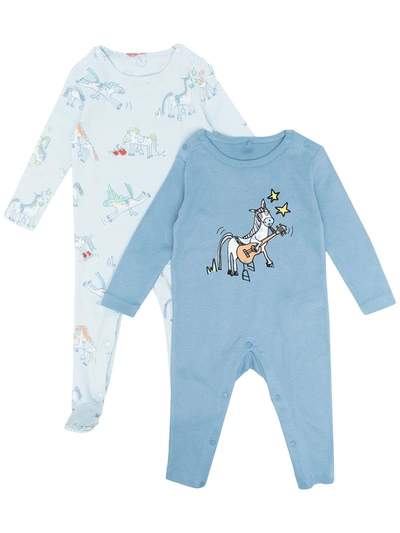 Stella Mccartney Babies' Horse-print Pajamas In 蓝色