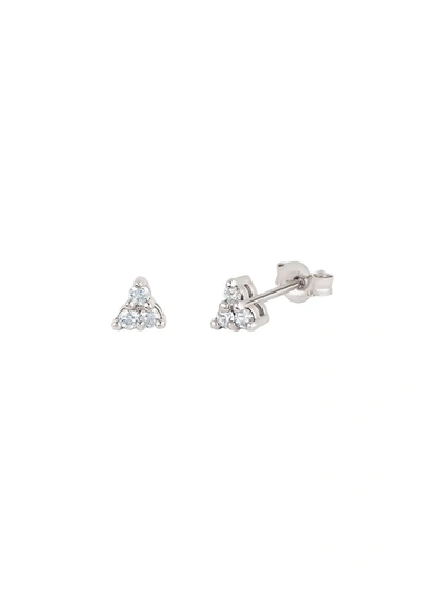 Dinny Hall 14kt White Gold Diamond Shuga Mini Trillion Stud Earrings In Silver