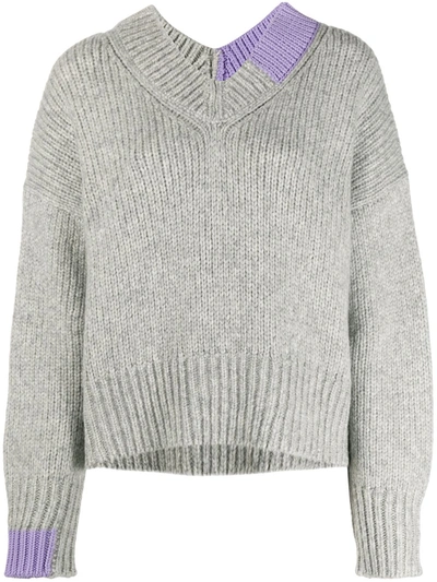 Helmut Lang Grey V-neck Jumper