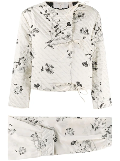 Pre-owned Valentino 1990s Quilted Floral Pattern Suit In Neutrals