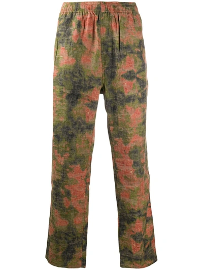 Stussy Cotton-jacquard Drawstring Trousers In Orange