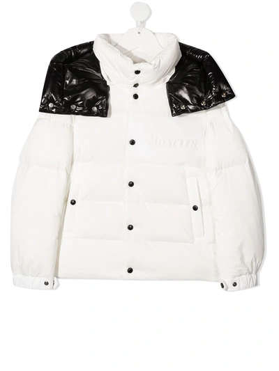 Moncler Teen Aubrac Colour-block Down Jacket In White