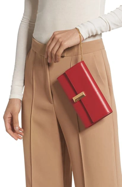 Hugo Boss Mini Nathalie Leather Wristlet Clutch In Bright Red