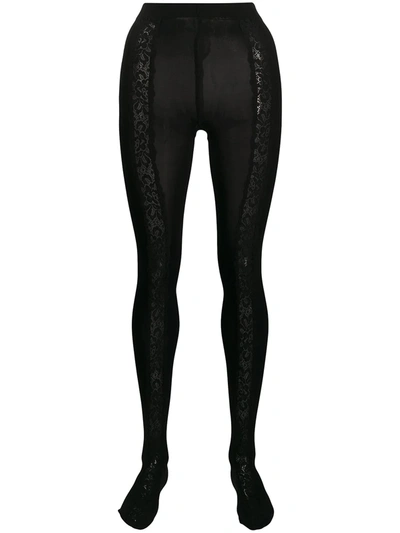 Dolce & Gabbana Lace Panel Tights In Black