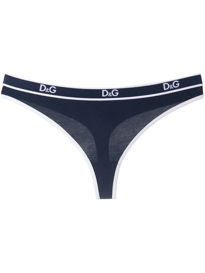 Dolce & Gabbana Logo-waistband Thong In Blue