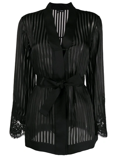 La Perla Striped Print Sleep Set In Black