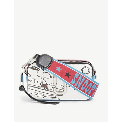 Marc Jacobs X Peanuts The Snapshot Leather Cross-body Bag In White Multi