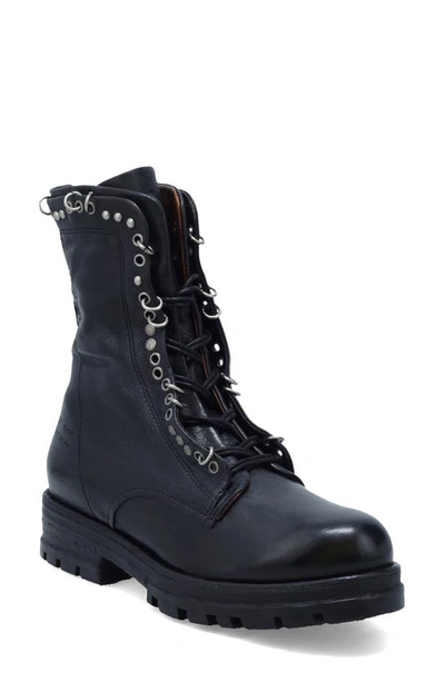 As98 Elliot Combat Boot In Black Leather