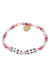 Little Words Project Girl Mom Stretch Bracelet In Orchid/ White