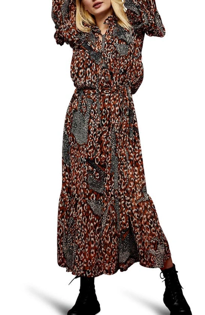 Topshop Idol Leopard Maxi Dress In Brown Multi
