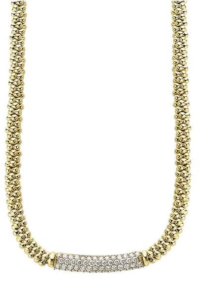 Lagos Diamond Caviar Necklace In Gold