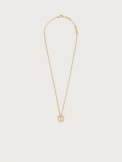 Ferragamo Gancini 3d Crystal Necklace In Gold