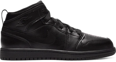 Pre-owned Jordan 1 Mid Black (ps) In Black/black-black