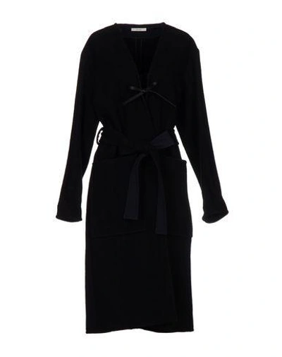 Celine Textured Wool Wrap Coat In Black