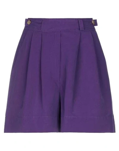 Jucca Woman Shorts & Bermuda Shorts Purple Size 6 Cotton, Linen
