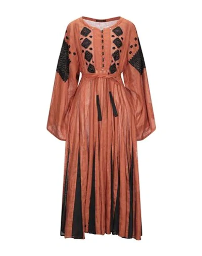 Vita Kin 3/4 Length Dresses In Rust
