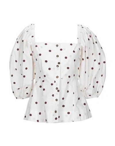 Ganni Floral Shirts & Blouses In White