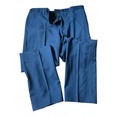Pre-owned Loewe Wool Trousers In Blue