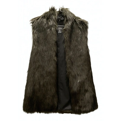 Pre-owned Club Monaco Faux Fur Short Vest In Khaki