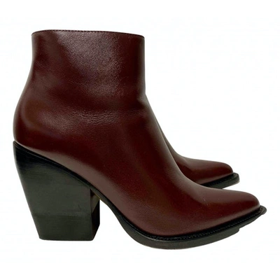 Pre-owned Chloé Rylee Burgundy Leather Ankle Boots
