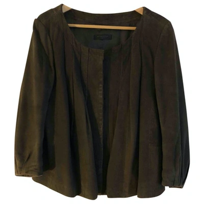 Pre-owned Bruuns Bazaar Leather Short Vest In Brown