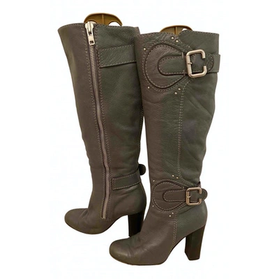 Pre-owned Chloé Leather Boots In Grey