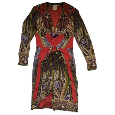 Pre-owned Etro Silk Mid-length Dress In Red