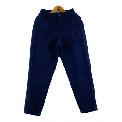 Pre-owned Issey Miyake Wool Trousers In Blue