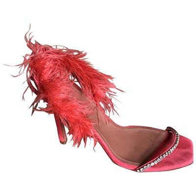 Pre-owned Amina Muaddi Pink Suede Sandals