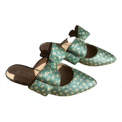 Pre-owned Polly Plume Green Leather Sandals