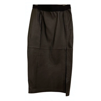 Pre-owned Emporio Armani Leather Mid-length Skirt In Black