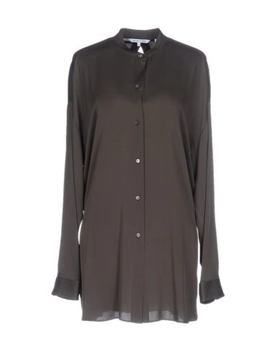 Helmut Lang Solid Color Shirts & Blouses In Dark Green