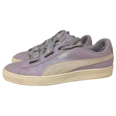Pre-owned Puma Leather Trainers In Purple