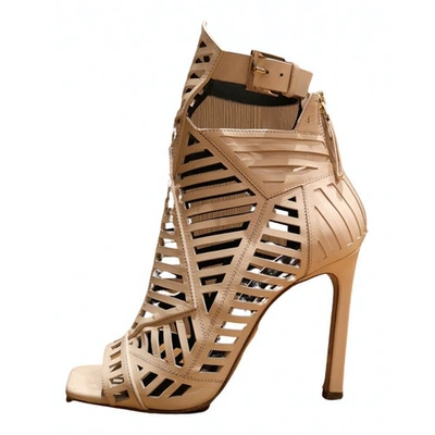 Pre-owned Daniele Michetti Leather Sandal In Ecru